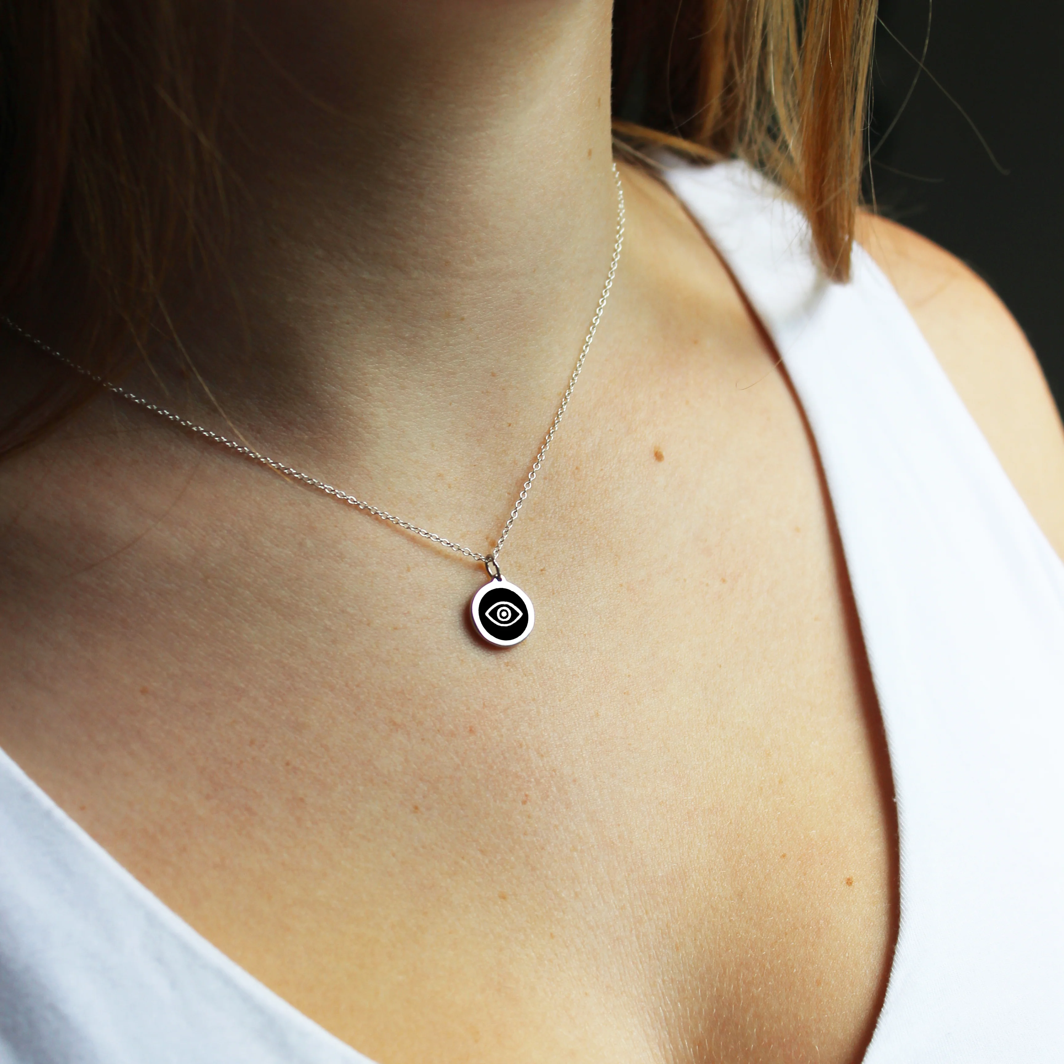 MINI EVIL EYE CHARM sterling silver with rhodium plate - Image 4