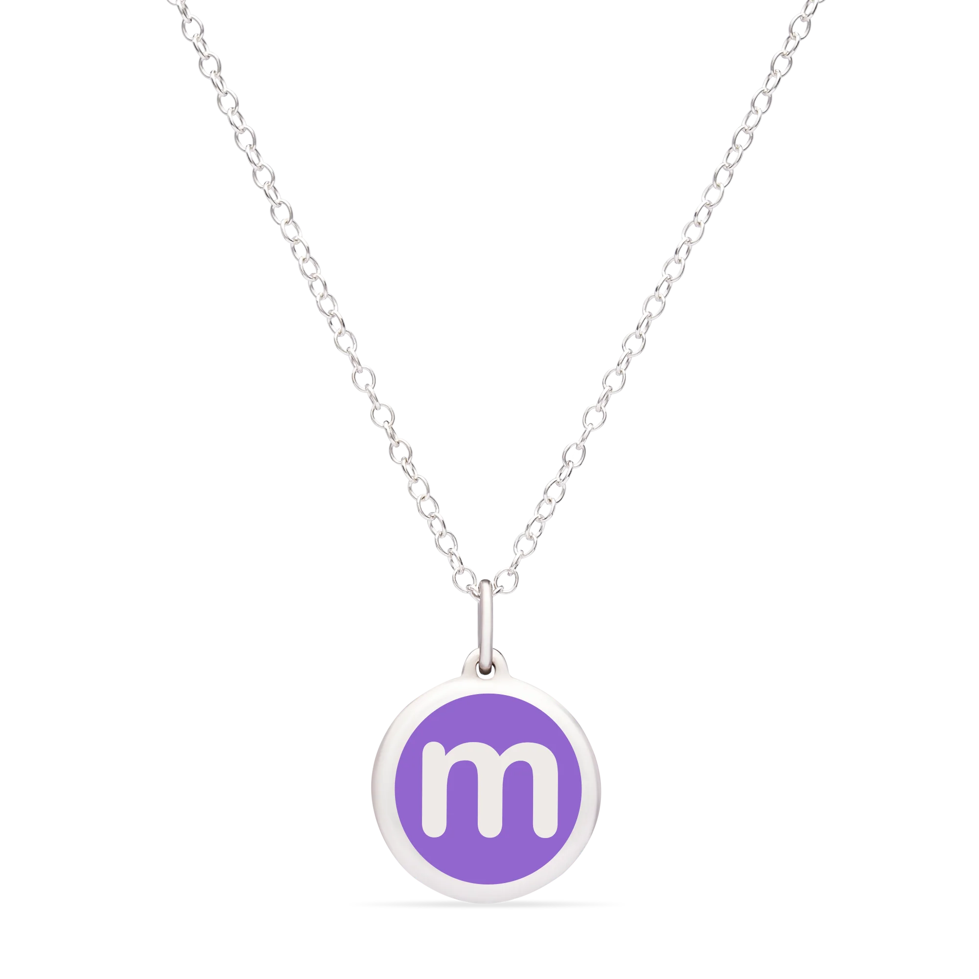 MINI INITIAL 'm' CHARM sterling silver with rhodium plate