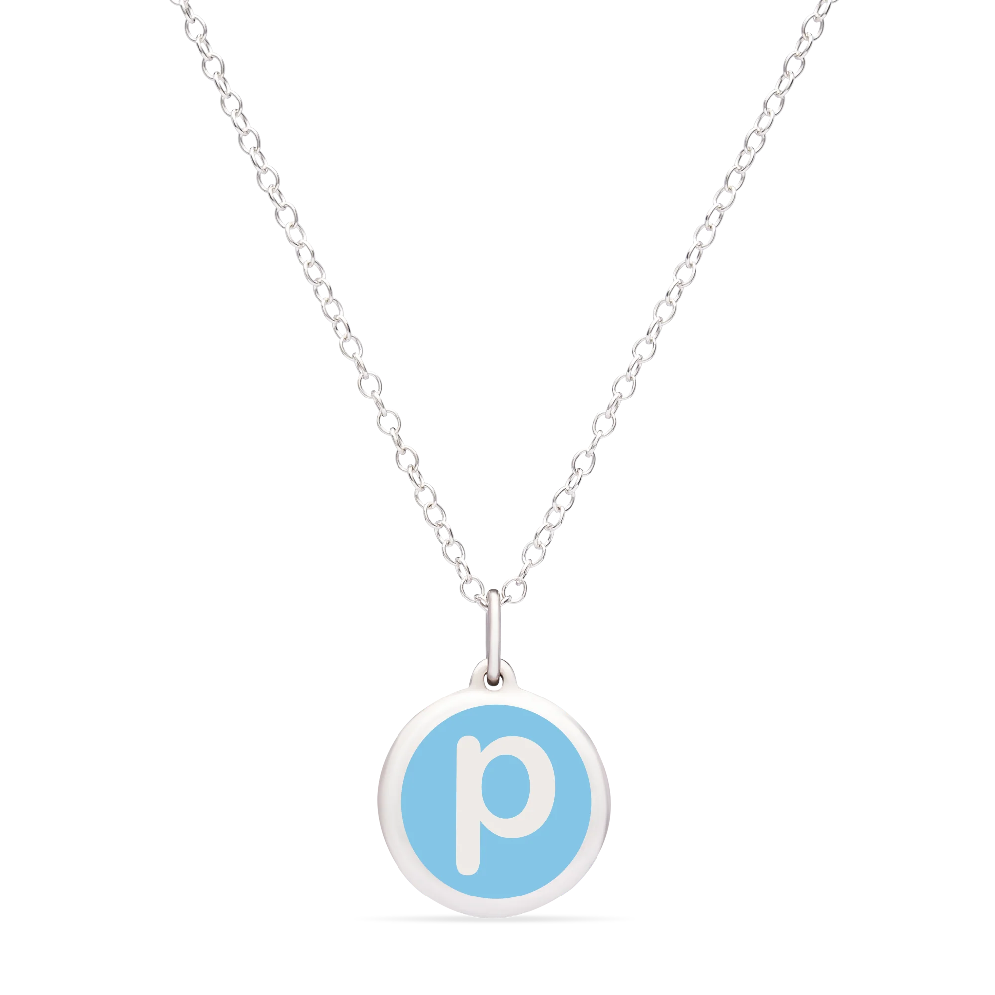 MINI INITIAL 'p' CHARM sterling silver with rhodium plate