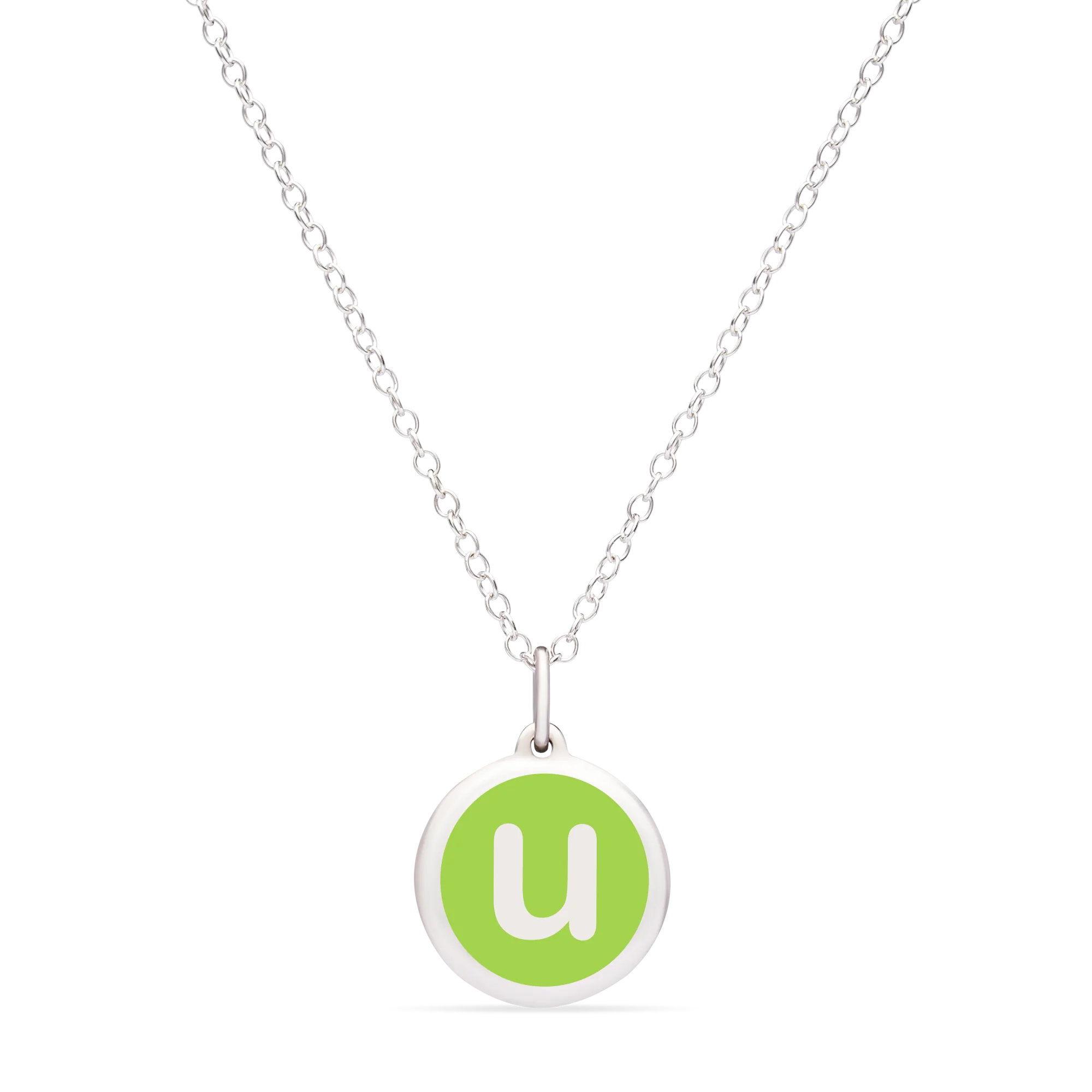 MINI INITIAL 'u' CHARM sterling silver with rhodium plate