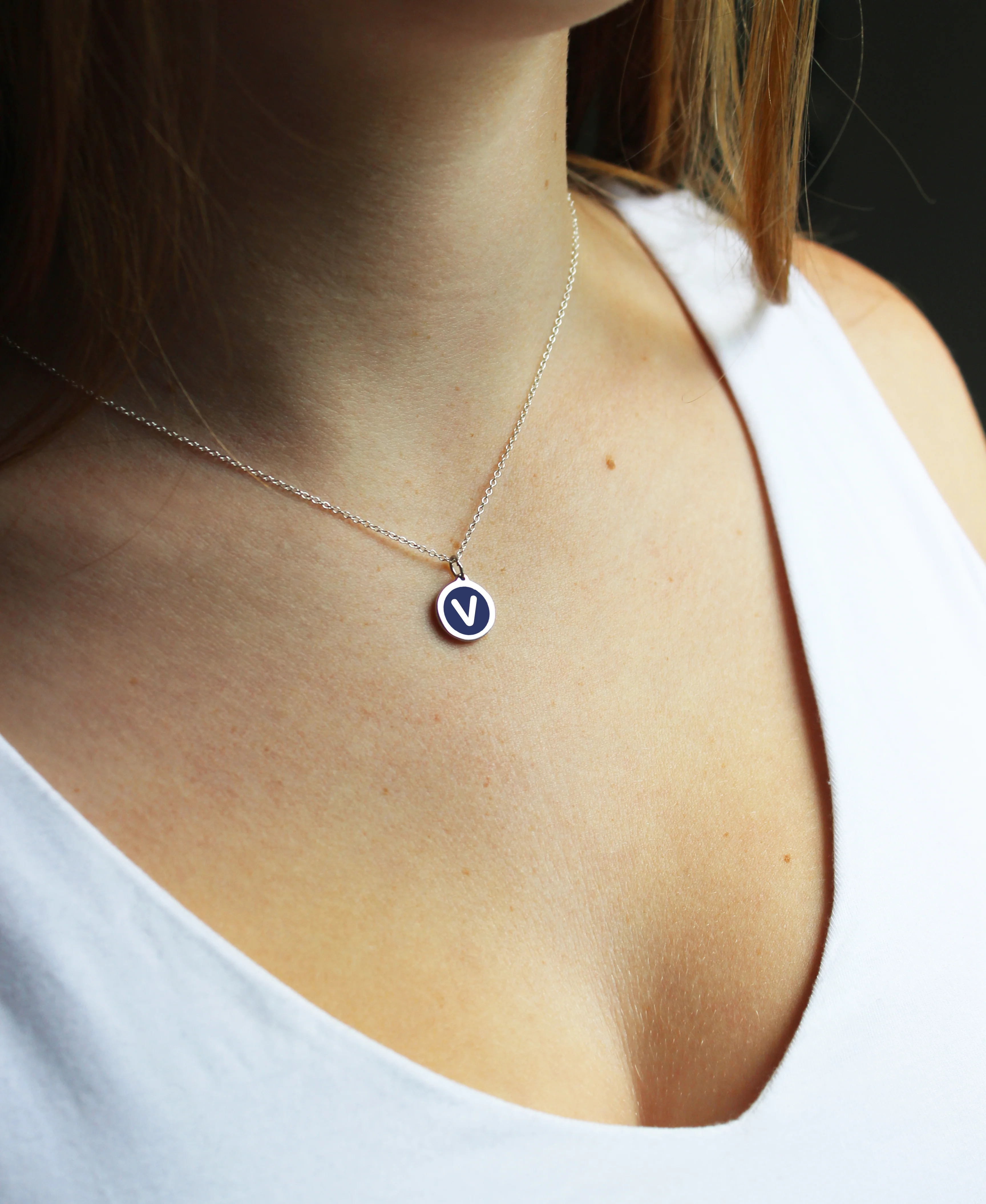 MINI INITIAL 'v' CHARM sterling silver with rhodium plate - Image 2