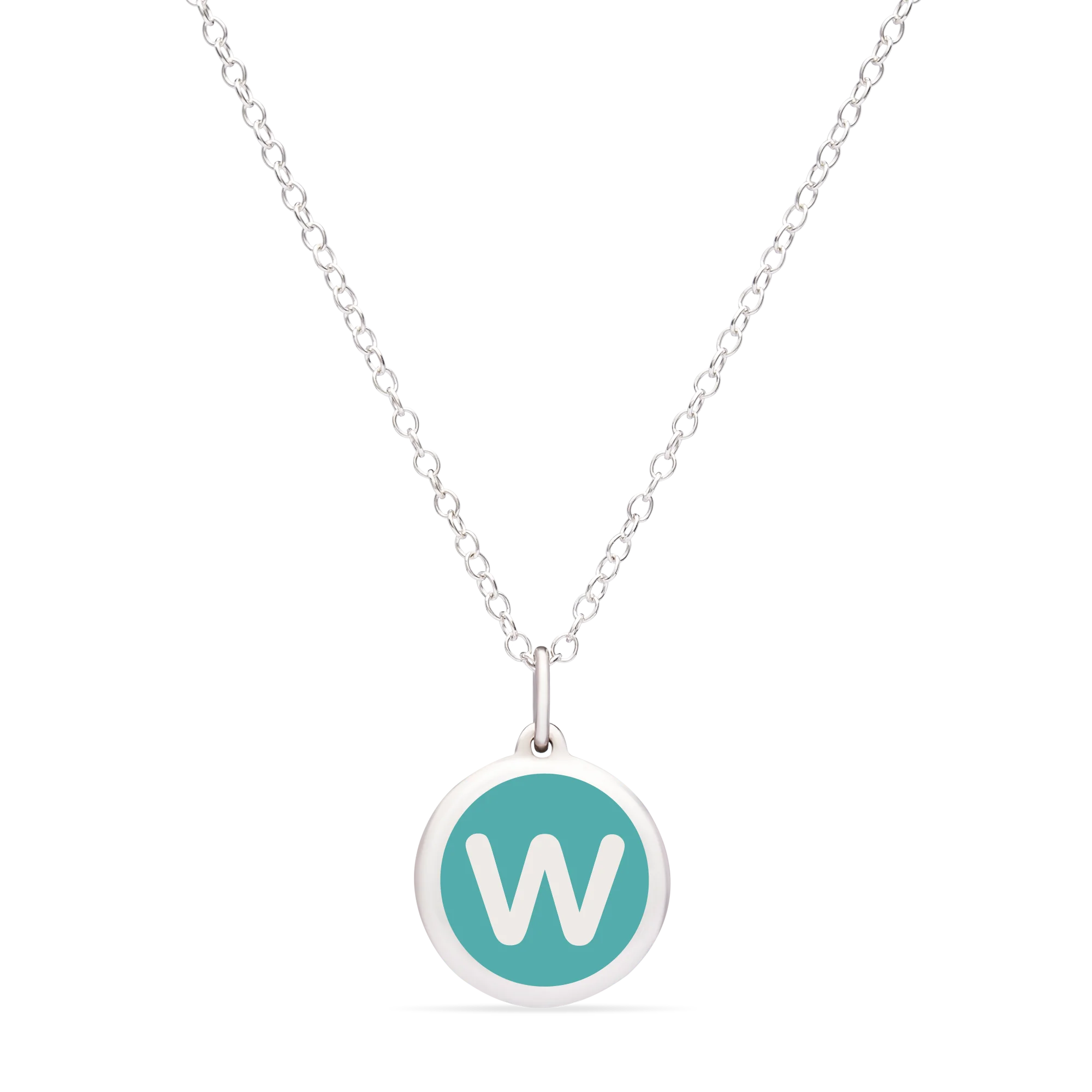 MINI INITIAL 'w' CHARM sterling silver with rhodium plate