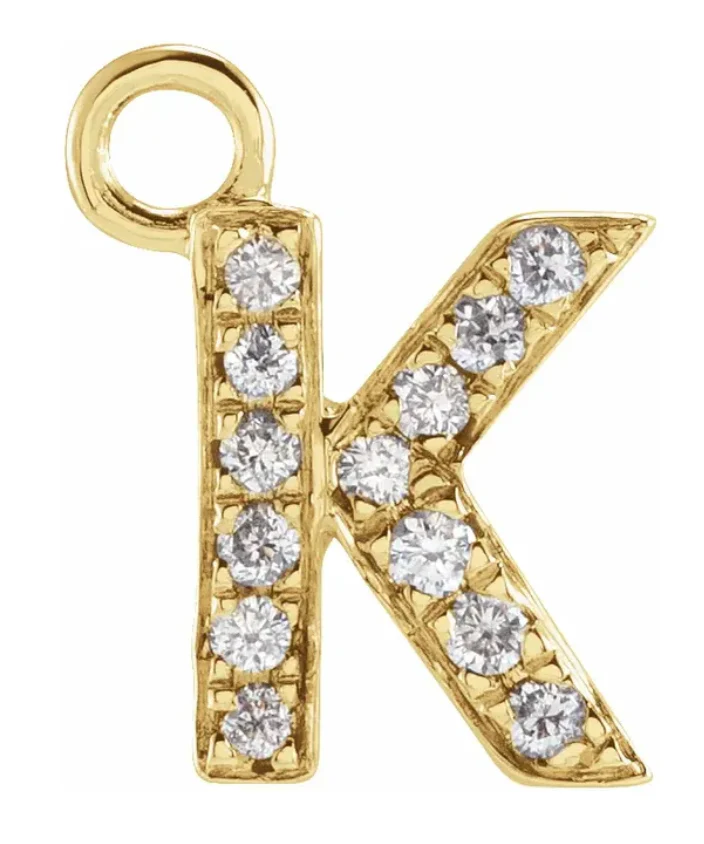 NEW! Solid 14k Gold + Diamond Letters Dangles - Image 11