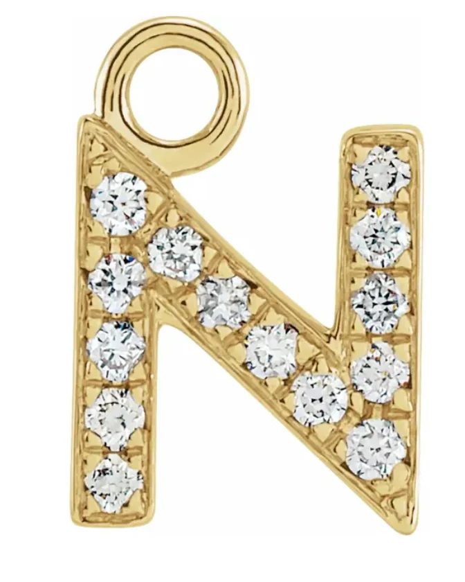 NEW! Solid 14k Gold + Diamond Letters Dangles - Image 14